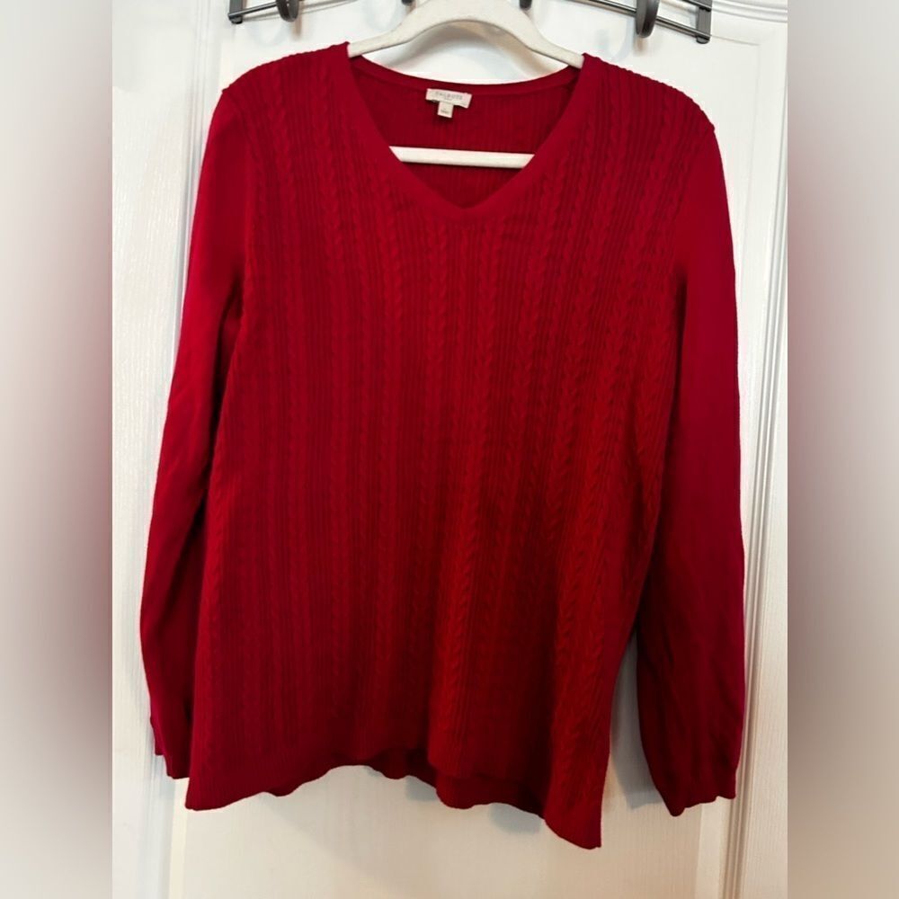 Talbots Cable Knit‎ Pullover Fuschia pink sweater women’s Large Barbie core